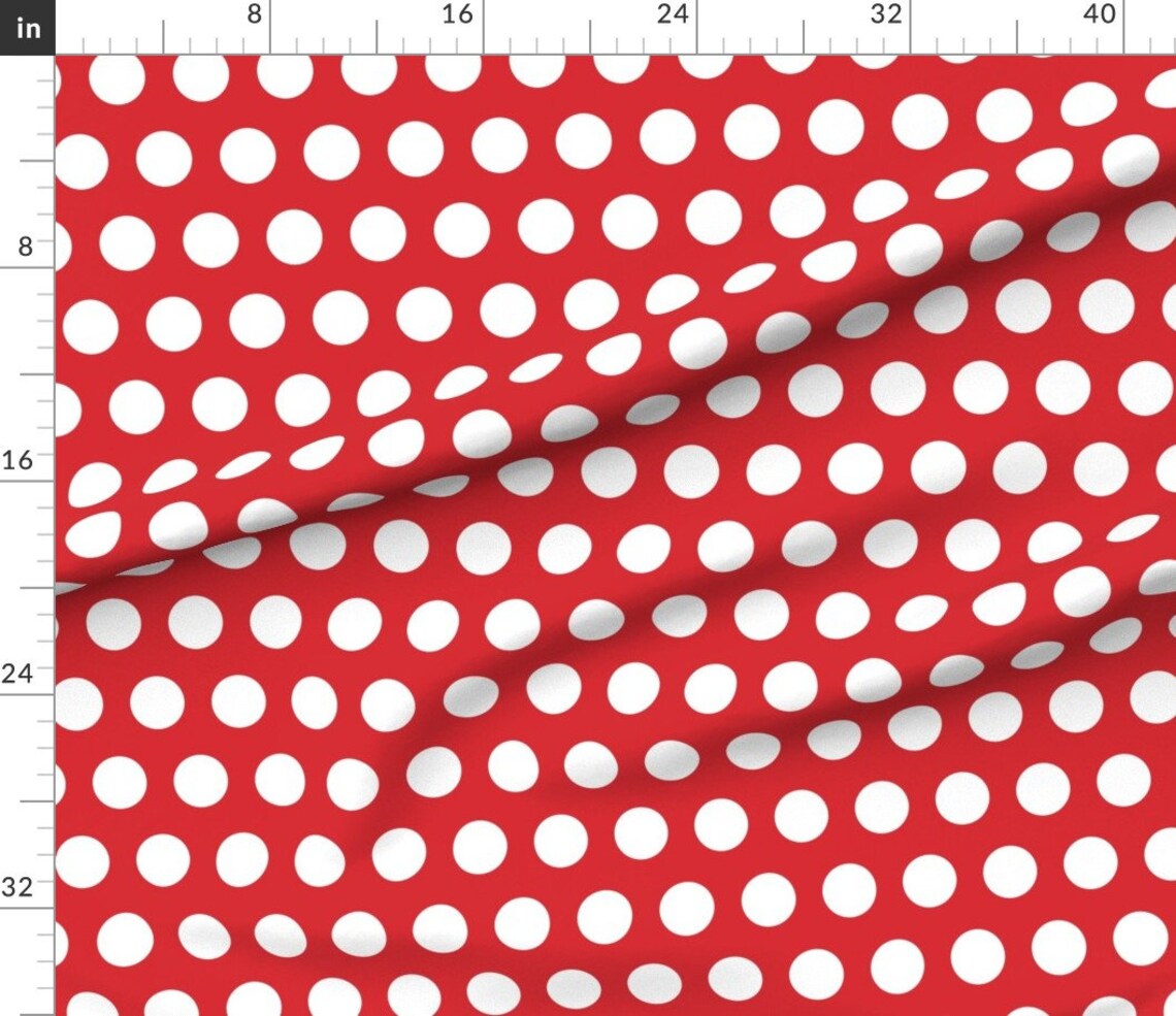 Red and White Fabric Polka Dot EXTRA LARGE White on Red by Etsy