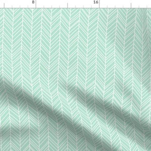 Geometric Fabric - Herringbone Feathers Mint Green Aqua Light Turquoise Boho Baby By Misstiina - Cotton Fabric By The Yard With Spoonflower