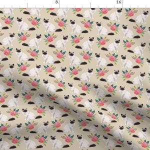 Floral Cat Fabric Birman Cat Best Birman Cat Seal Point Birman Lovely Florals By Petfriendly Cotton Fabric By The Yard With Spoonflower image 1