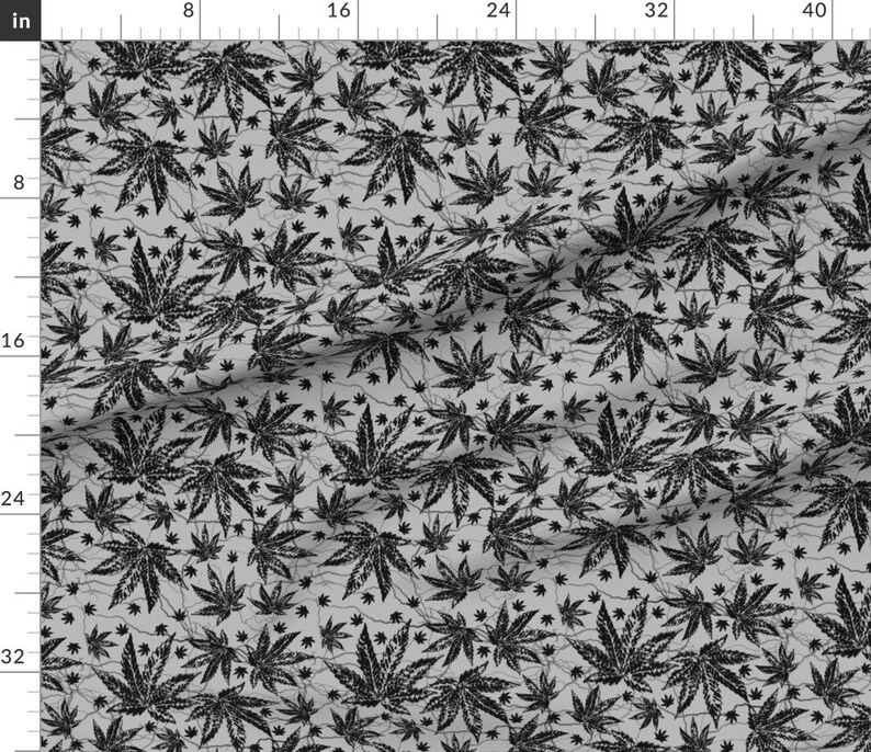 Black and Gray Marijuana Fabric Black Gray Ganja by Camomoto Etsy