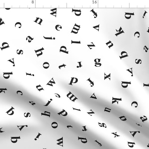 Letters Fabric - Alphabet In Black And White By Eleventy-Five - Modern Nursery Kids and Baby Cotton Fabric By The Yard With Spoonflower