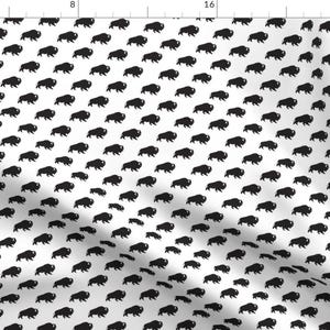 Buffalo Fabric - Repeat In Black + White By Elliottdesignfactory Western Plains Monochrome Boho - Cotton Fabric By The Yard With Spoonflower