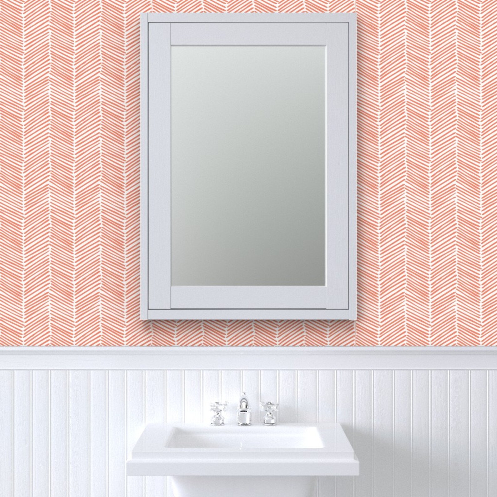 Coral Herringbone Wallpaper Freeform Arrows in Coral by Etsy