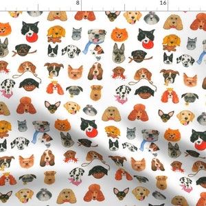 Dog Breeds Fabric - 25 Dog Breeds By Littleislandcompany - Watercolor Dog Breeds Pet Portrait Cotton Fabric By The Yard With Spoonflower