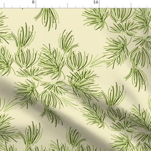 Forest Fabric - Cream Pine Tree || Needle Pinecone Green Winter Mountain Traditional Evergreen Fir Miss Chiff Designs By Misschiffdesigns