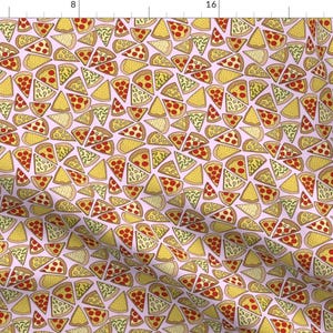 Pizza Fabric - Pizza Party - Pink By Kristinnohe - Pizza Slice Junk Food Yummy Pepperoni Cheese Cotton Fabric By The Yard With Spoonflower