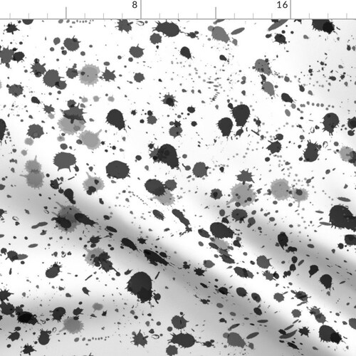 Black and White Abstract Fabric Ink Splatter Black and White Etsy
