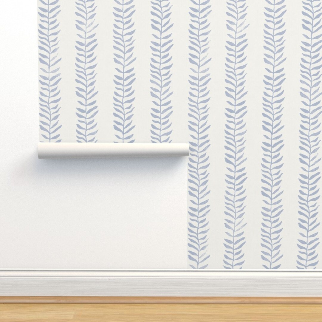 Blue Vines Wallpaper Leaf Pattern Vertical by Forests Blue Etsy