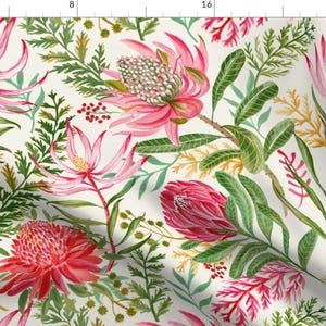 Hawaiian Floral Fabric - Hand-painted Botanicals By Honoluludesigns - Tropical Summer Floral Cotton Fabric By The Yard With Spoonflower