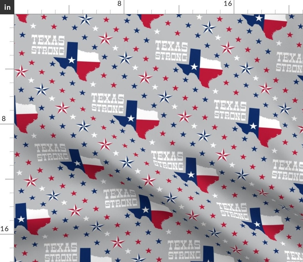 Texas Fabric Texas Strong Gray Red White Blue State Pride - Etsy