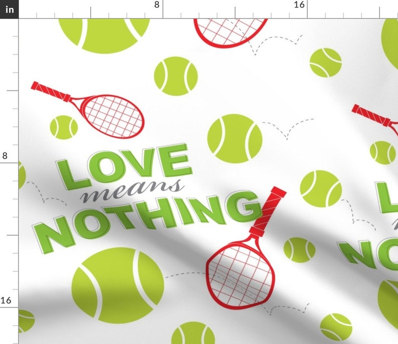 Tennis Fabric Love Means Nothing Green Red by Audreyclayton Etsy