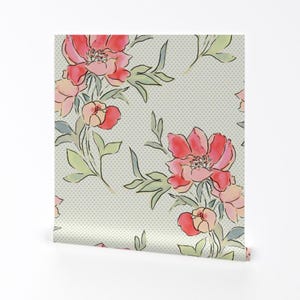 Watercolor Flowers Wallpaper - Vintage Floral By Mjmstudio - Floral Custom Printed Removable Self Adhesive Wallpaper Roll by Spoonflower