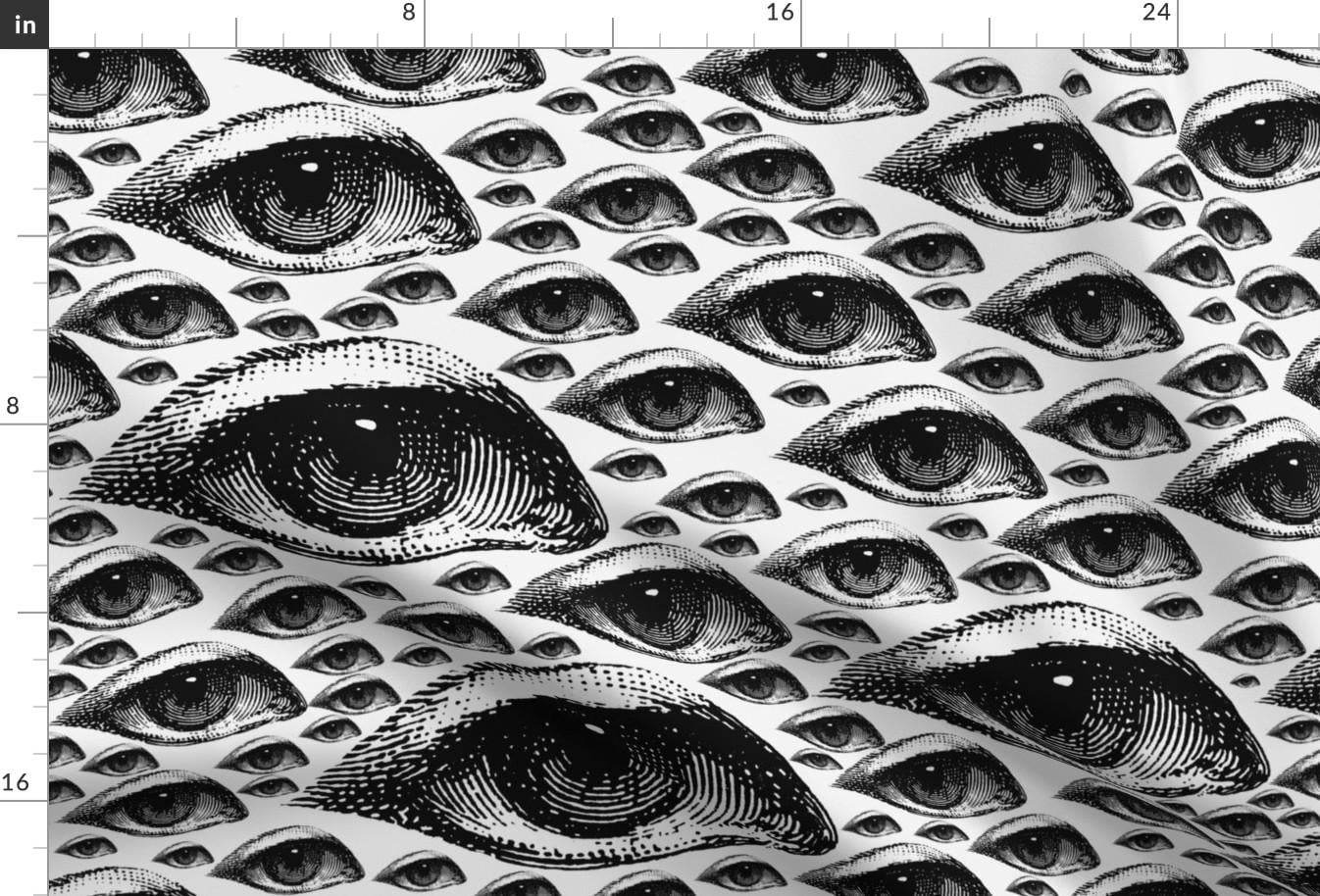 Eyes Fabric - Eye Eye Eye By Hollycejeffriess - Eyes Print Line Work Ink Drawing Ocular Graphic Cotton Fabric By The Yard With Spoonflower