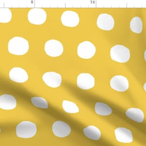 Polka Dot Apparel Fabric - Jumbo Dots In Yellow by domesticate - Modern Minimalist Yellow And White Spots Clothing Fabric by Spoonflower