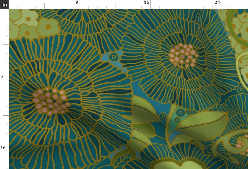 Kaleidoscope Blue Floral Fabric - Kaleidoscope Retro Floral L By Honoluludesign - Kaleidoscope Cotton Fabric By The Yard With Spoonflower image 1