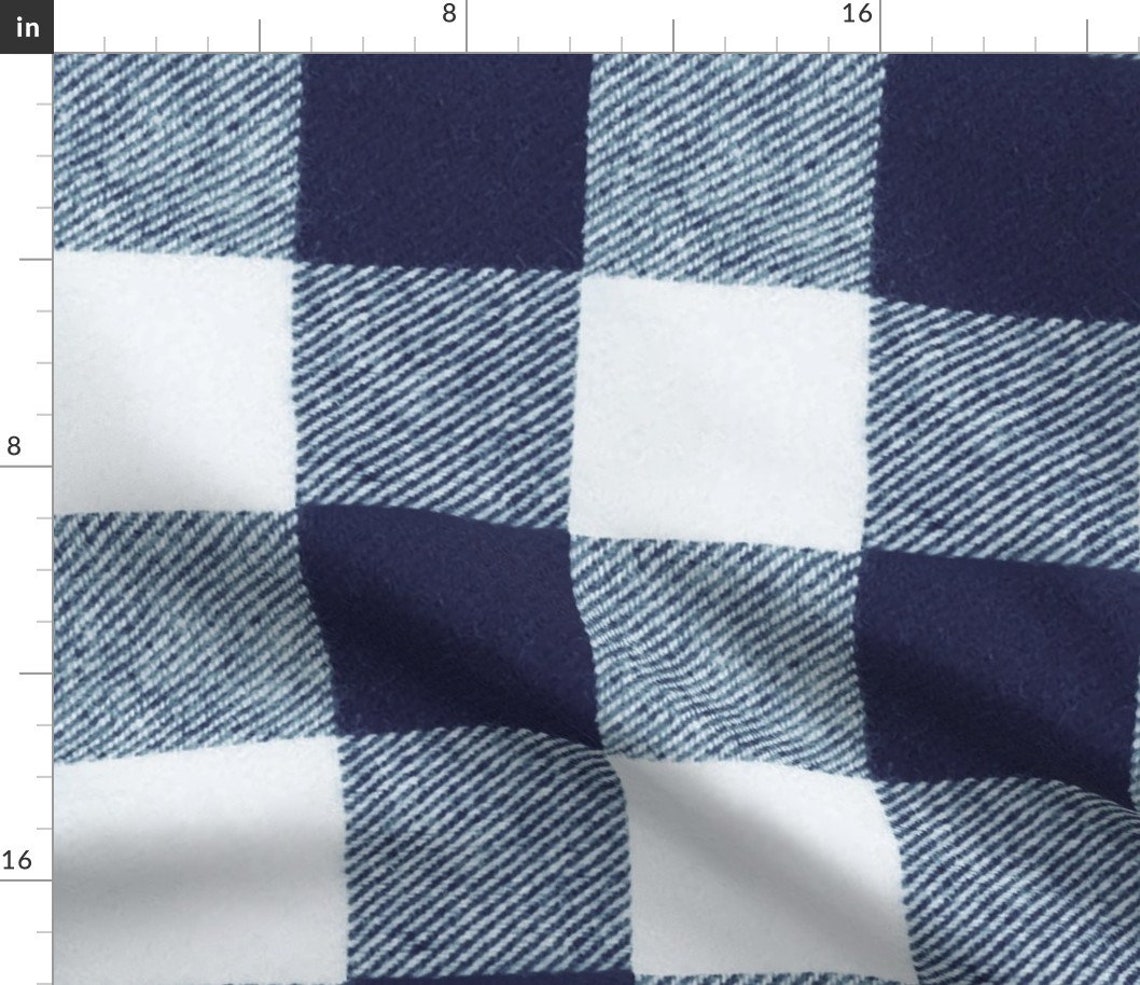 Buffalo Check Fabric Trendy Buffalo Plaid in Navy Blue and Etsy