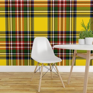 Tartan Wallpaper Royal Dress By Peacoquettedesigns Yellow Red Plaid Custom Printed Removable Self Adhesive Wallpaper Roll by Spoonflower image 3