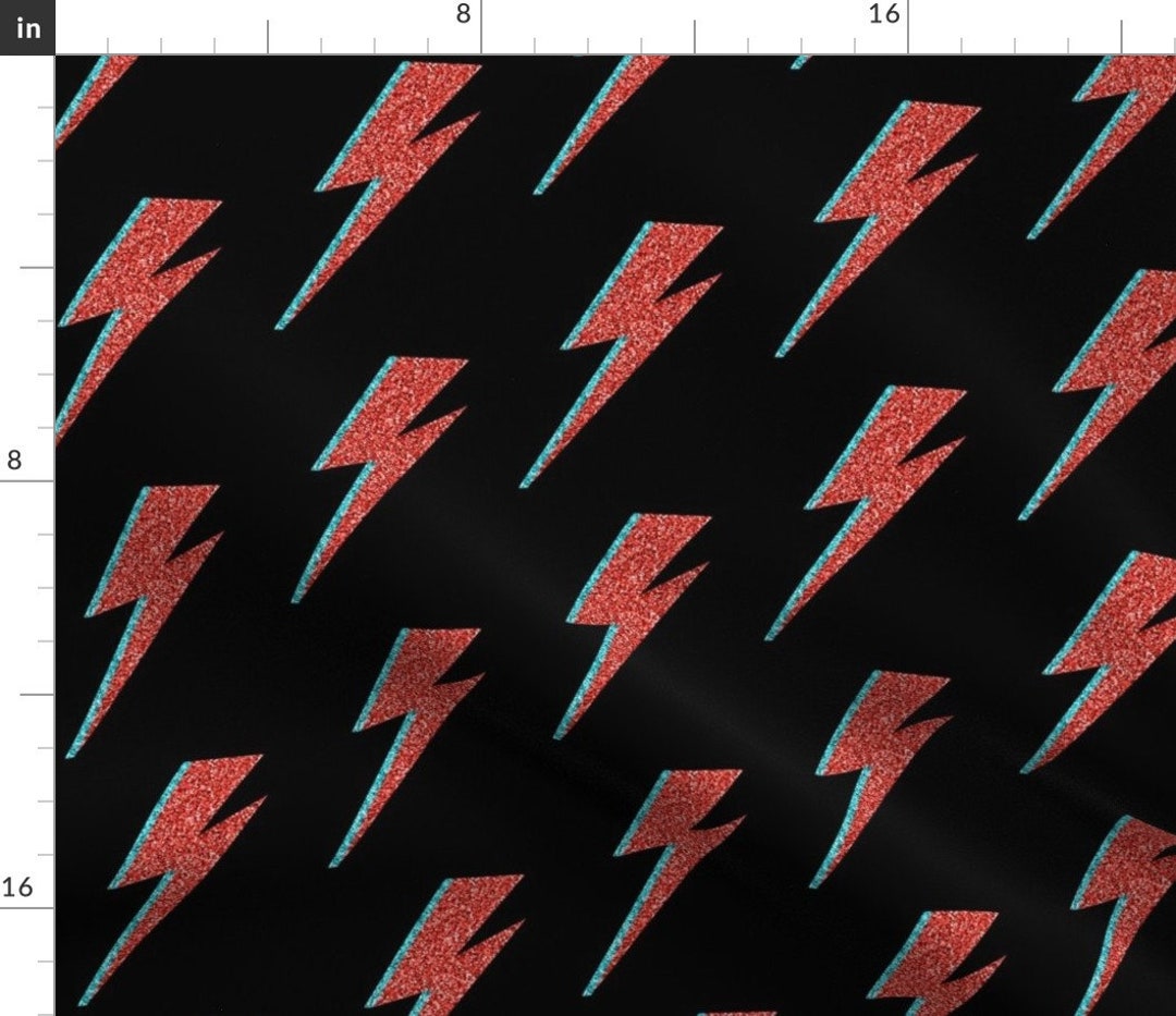 Lightning Bolt Fabric Red Blue Lightning on Black by Etsy