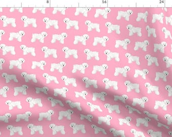 Pink Bichon Dog Fabric - Bichon Frise Pink Dog Breed Bichon Cute Girls Dog By Petfriendly - Cotton Fabric By The Yard With Spoonflower
