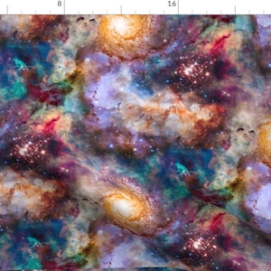 Galaxy Fabric - Galaxy Compilation By Versodile - Galaxy Outer Space Universe Colorful Cotton Fabric By The Yard With Spoonflower