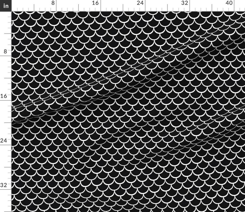 Scale Fabric 2 Fish Scale Pattern Black and White Etsy