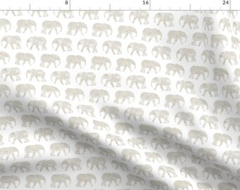 Taupe Baby Elephant Nursery Fabric - Baby Elephants - Beige By Littlearrowdesign - Baby Elephant Cotton Fabric By The Yard With Spoonflower