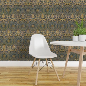 Damask Wallpaper Mediterranean Blue by Peacoquettedesigns - Etsy