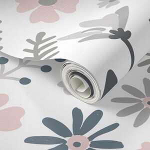 Floral Wallpaper - Gray and Pink Flowers by Beesweet - Floral Gray Pink ...