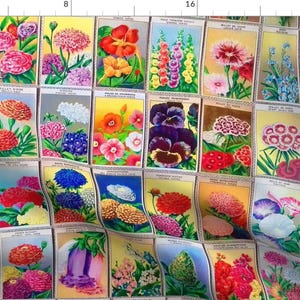 Seed Packets Fabric - Vintage Seed Packets by j_brumfield - Multicolor Vintage Spring Summer Garden Fabric by the Yard by Spoonflower