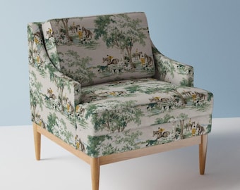 Tela de tapicería Preppy - Equestrian Hunter Golden de ponymacaroni - Tela ecuestre Toile Vintage Horse cortada a medida con Spoonflower