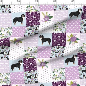 Bernese Mountain Dog Fabric-Bernese Mountain Dog Pet Quilt C Cheater Quilt Fabric By Petfriendly- Cotton Fabric By The Yard With Spoonflower image 2