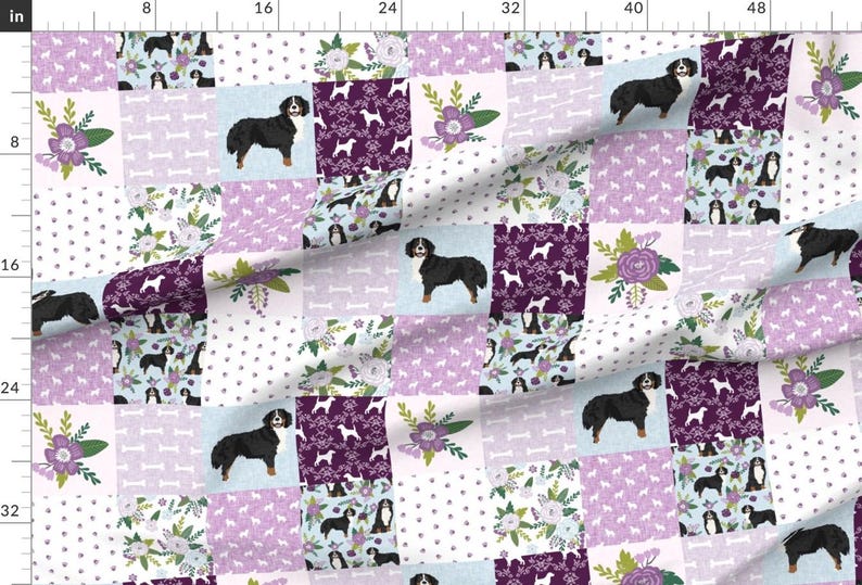 Bernese Mountain Dog Fabric-Bernese Mountain Dog Pet Quilt C Cheater Quilt Fabric By Petfriendly- Cotton Fabric By The Yard With Spoonflower image 2