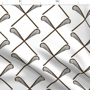 Lacrosse Fabric - Traditional Lacrosse Sticks By Dd Baz - Lacrosse Sticks Sport Black Brown White Cotton Fabric By The Yard With Spoonflower