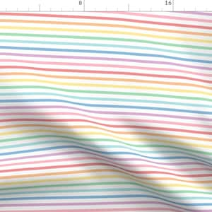 Pastel Stripes Fabric - Pastel Rainbow Stripes 1 Horizontal Xl By Misstiina - Pastel Stripes Cotton Fabric By The Yard With Spoonflower