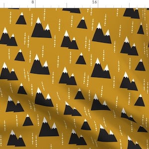 Mountain Fabric - Golden Mountain - By Elvelyckan - Mountain Outdoor Hiking Nature Geometric Cotton Fabric By The Yard With Spoonflower