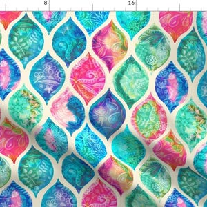 Colorful Watercolor Fabric - Watercolor Ogee Patchwork Pattern By Micklyn - Watercolor Cotton Fabric By The Yard With Spoonflower