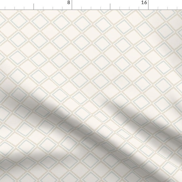 Pale Blue Fabric - Floral Lattice On Cream by sophia_bleue_design - Taupe Brown Cottagecore Floral Leaves Fabric by the Yard by Spoonflower