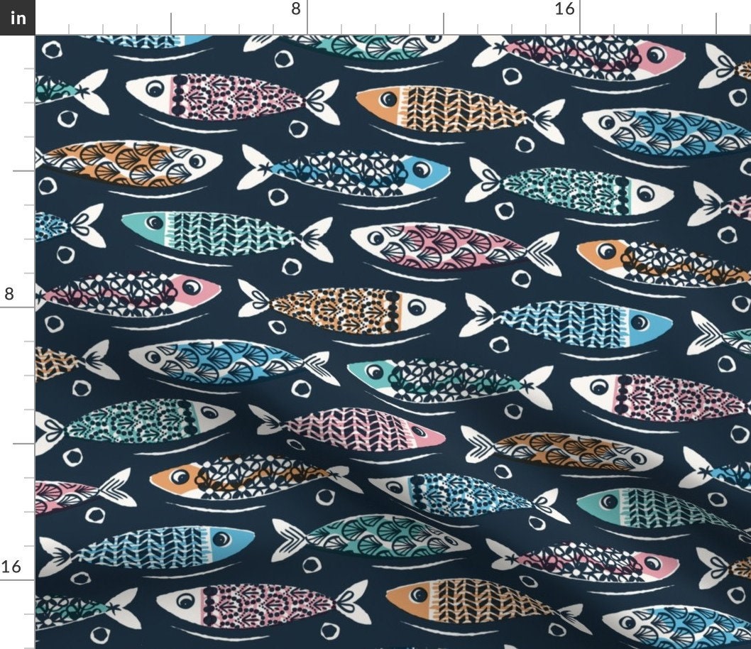 Cotton Mermaid Scales Rainbow Ombre Fun Colorful Multi-Color Fish Aquatic  Ocean Cotton Fabric Print by