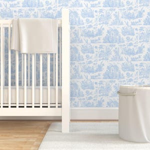 Papel pintado Toile - Toile de Marsella de Peacoquettedesigns - Papel pintado autoadhesivo francés removible para habitación infantil en color azul bebé de Spoonflower imagen 6