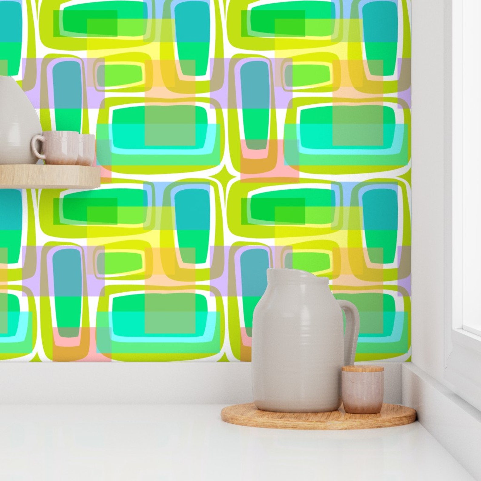 Mid Century Modern Wallpaper Mod Century Pastel by Madtropic Etsy