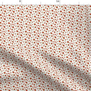 Poppy Fabric - Poppy Fabric Micro Mini Print By Charlottewinter - Floral Poppy Red Green White Cotton Fabric By The Yard With Spoonflower