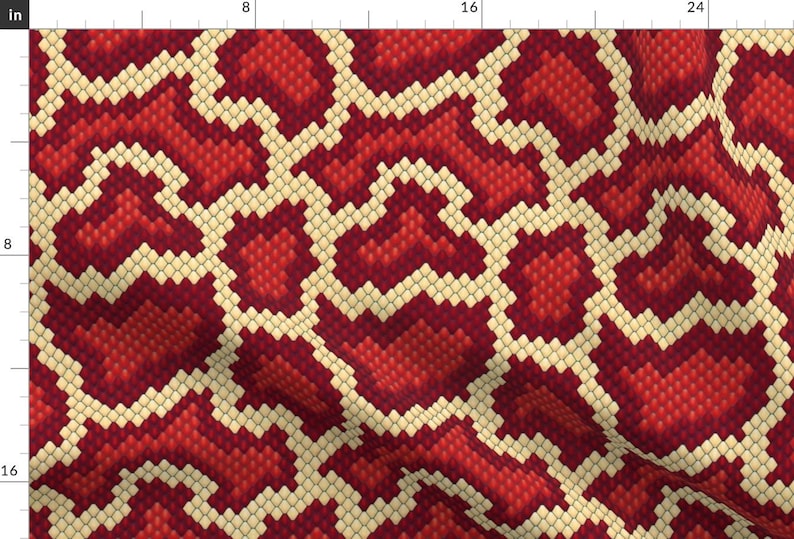 Python Pattern Fabric - Fiery Python By Willowbirdstudio - Python Red And Beige Snake Skin Cotton Fabric By The Yard With Spoonflower imagen 1