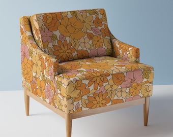 1970s Floral Upholstery Fabric- Retro Floral by emikundesigns - Flowers Vintage Nostalgia Seventies   Fabric By The Yard With Spoonflower