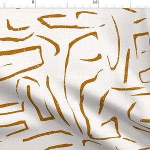 Modern Abstract Fabric - Indu Ochre by holli_zollinger - Geometric Burnt Orange Ivory Bold Graphic Fabric by the Yard by Spoonflower