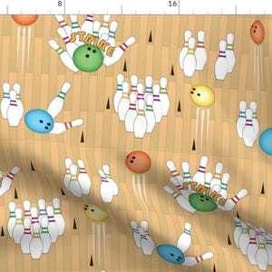 Bowling Fabric - Bowling Bonanza By Wildnotions - Strike Bowling Game Night Sports Summer Cotton Fabric By The Yard With Spoonflower
