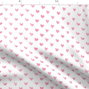 Pink Hearts Fabric - Love Hearts Pink By Hipkiddesigns - Watercolor Pink Hearts Valentine Love Cotton Fabric By The Yard With Spoonflower