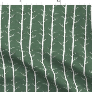 Green Tree Fabric - The White Tree On Rustic Green By Thistleandfox - Rustic Woodland Nursery Cotton Fabric By The Yard With Spoonflower