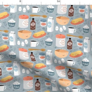 Baking Fabric - Let’S Bake (2018) By Anda - Baked Goods Ingredients Kitchen Kids Food Let&#39;s Bake Cotton Fabric By The Yard With Spoonflower