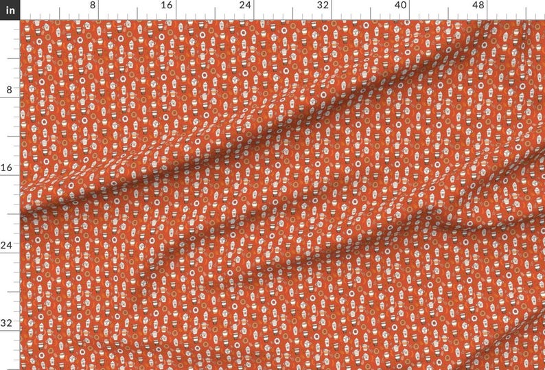 Pumpkin Spice Fabric - Pumpkin Latte Coffee And Donuts Fall Autumn Traditions By Andrea Lauren - Cotton Fabric by the Yard with Spoonflower image 2