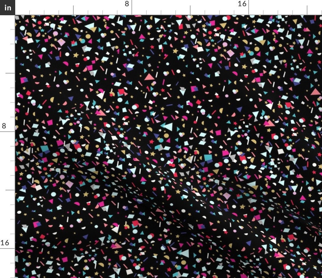 Black Confetti Fabric Confetti By Crystal Walen Confetti Etsy
